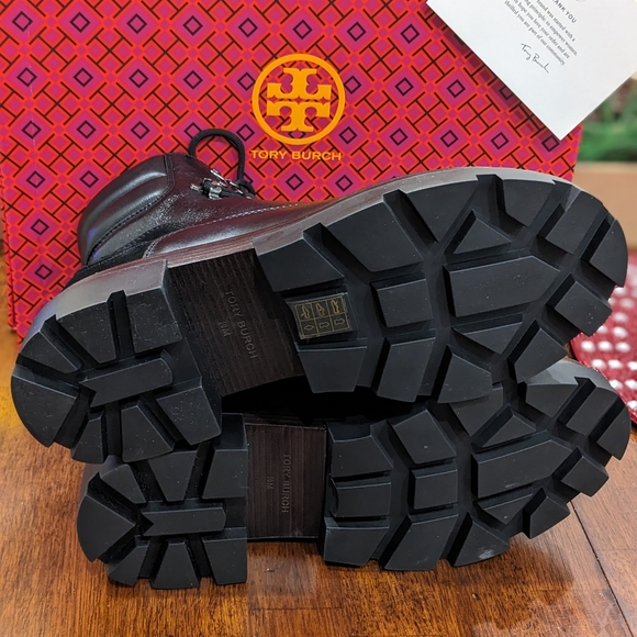 Tory Burch Miller Leather Lug Sole Hiker Boot Size 10 + Dust Bag New in Box❤ - Picture 6 of 9